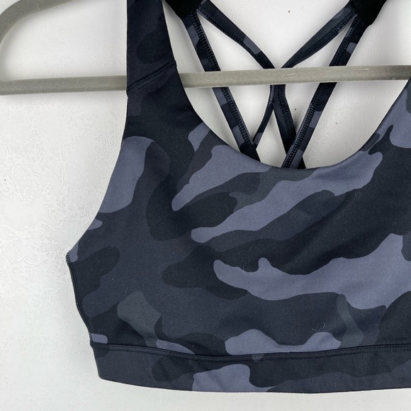 Old Navy Active Go-Dry Sports Bra Strappy Camo Print Gray Black Size Medium - Picture 3 of 8